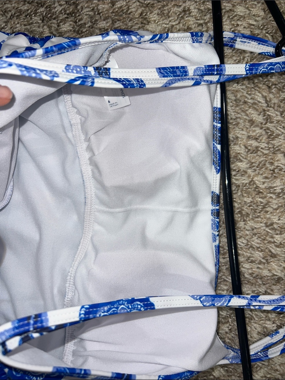 Sonnet Shores Feminine Classy One-Piece Swimdress - White & Royal Blue (size 6) - Picture 9 of 14